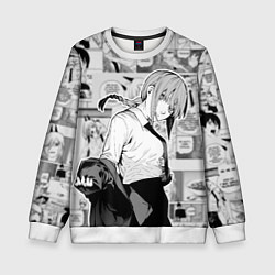 Свитшот детский Страницы манги - Макима - Человек бензопила, цвет: 3D-белый