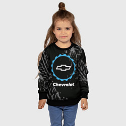 Свитшот детский Chevrolet в стиле Top Gear со следами шин на фоне, цвет: 3D-черный — фото 2