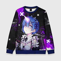 Свитшот детский Rem - ReZero - Абстракция, цвет: 3D-синий