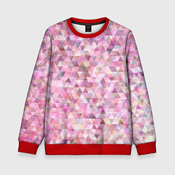 Свитшот детский Абстрактное множество розовых и фиолетовых треугол, цвет: 3D-красный