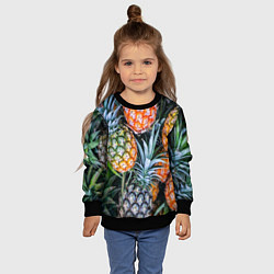 Свитшот детский Фон из ананасов, цвет: 3D-черный — фото 2