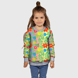 Свитшот детский Яркий цветочный узор на радужном фоне, цвет: 3D-меланж — фото 2