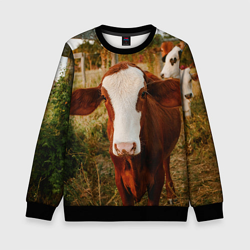 Детский свитшот Милая коровка / 3D-Черный – фото 1