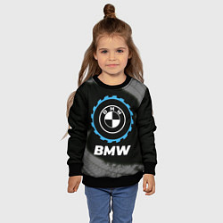 Свитшот детский BMW в стиле Top Gear со следами шин на фоне, цвет: 3D-черный — фото 2