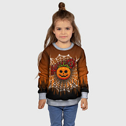 Свитшот детский Тыква-Паутина-Хэллоуин, цвет: 3D-меланж — фото 2