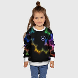 Свитшот детский Mercedes - neon pattern, цвет: 3D-белый — фото 2