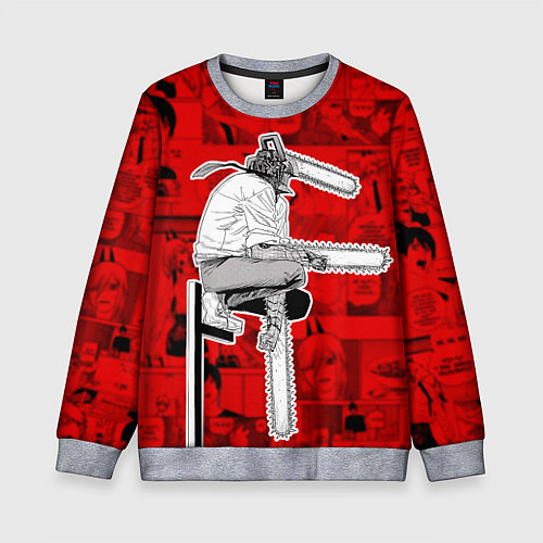 Детский свитшот Человек- бензопила : Кадры манги / 3D-Меланж – фото 1