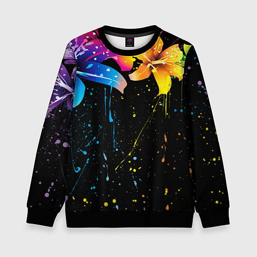 Детский свитшот Цветные лилии / 3D-Черный – фото 1