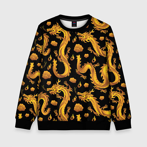 Детский свитшот Golden dragons / 3D-Черный – фото 1