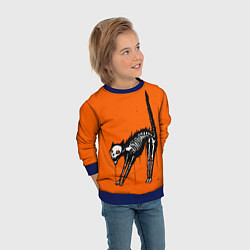 Свитшот детский Котик скелетик - Хеллоуин, цвет: 3D-синий — фото 2