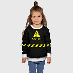 Свитшот детский CAUTION - Осторожно опасность, цвет: 3D-белый — фото 2