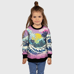 Свитшот детский Штормовые океанские волны и пальмы, цвет: 3D-черный — фото 2