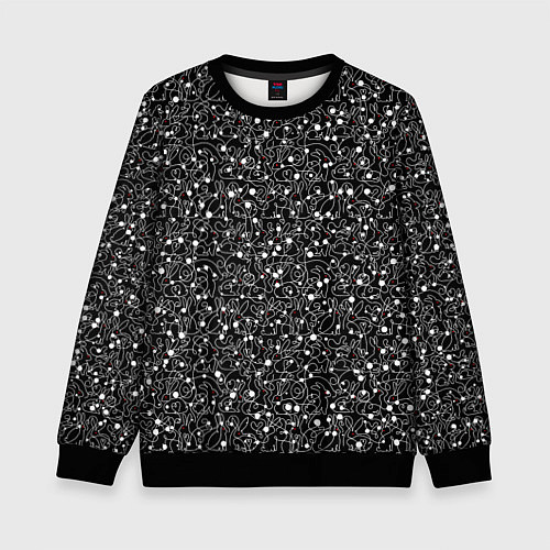 Детский свитшот Кролики с красными глазами / 3D-Черный – фото 1