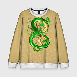 Свитшот детский Зелёный дракон в форме цифры 8, цвет: 3D-белый