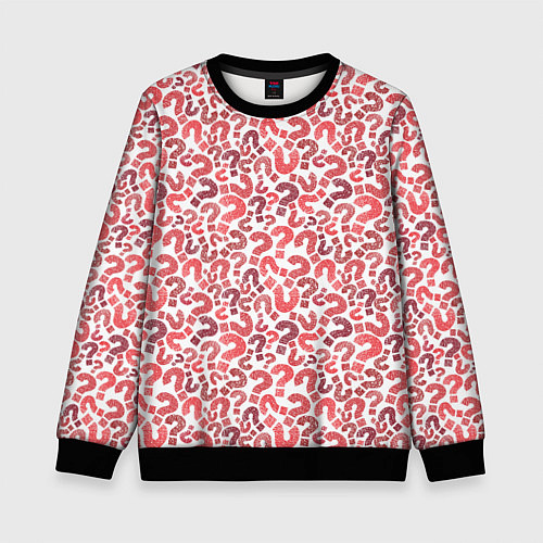 Детский свитшот Вопросительные знаки разноцветные / 3D-Черный – фото 1