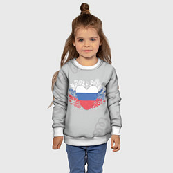 Свитшот детский Россия сердце, цвет: 3D-белый — фото 2