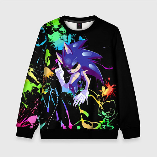 Детский свитшот Sonic Exe - Hedgehog - video game / 3D-Черный – фото 1