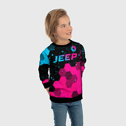 Свитшот детский Jeep - neon gradient: символ сверху, цвет: 3D-черный — фото 2