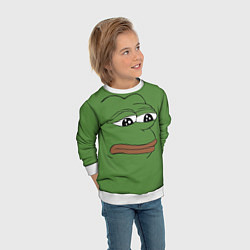 Свитшот детский Лягушонок Pepe грустит, цвет: 3D-белый — фото 2