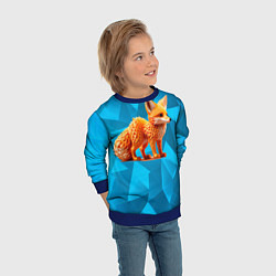 Свитшот детский Полигональный лисёнок, цвет: 3D-синий — фото 2