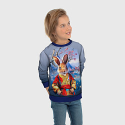 Свитшот детский Кролик в китайском халате, цвет: 3D-синий — фото 2
