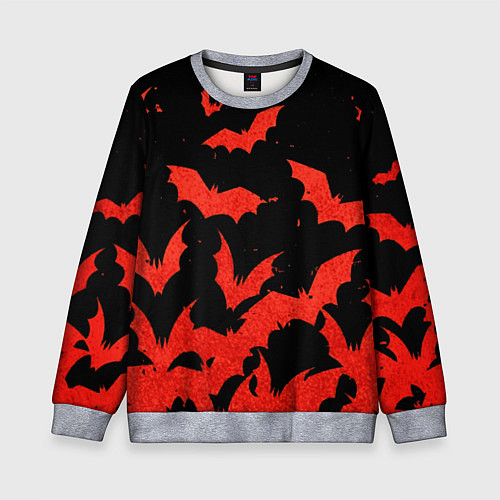 Детский свитшот Летучие мыши красные / 3D-Меланж – фото 1