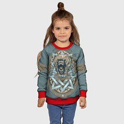 Свитшот детский Голова медведя-викинга, цвет: 3D-красный — фото 2
