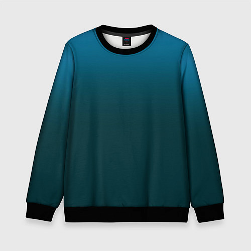 Детский свитшот Градиент бирюзовый / 3D-Черный – фото 1