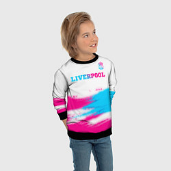 Свитшот детский Liverpool neon gradient style: символ сверху, цвет: 3D-черный — фото 2