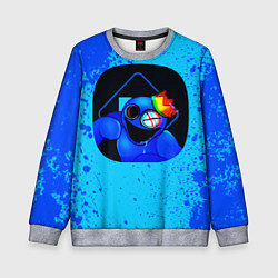 Свитшот детский Радужные друзья: Синий глитч, цвет: 3D-меланж