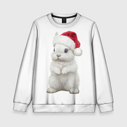 Свитшот детский Рождественский крольчонок, цвет: 3D-белый