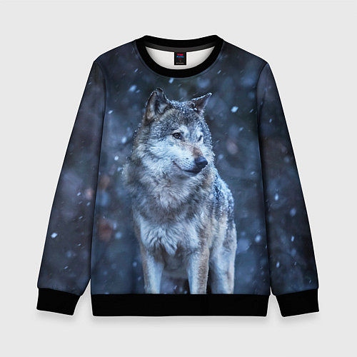 Детский свитшот Лесной волк / 3D-Черный – фото 1