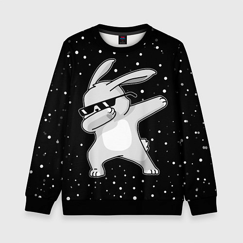 Детский свитшот Кролик ДЭБ и снегопад / 3D-Черный – фото 1