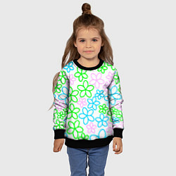 Свитшот детский Цветочные узоры - паттерн, цвет: 3D-черный — фото 2