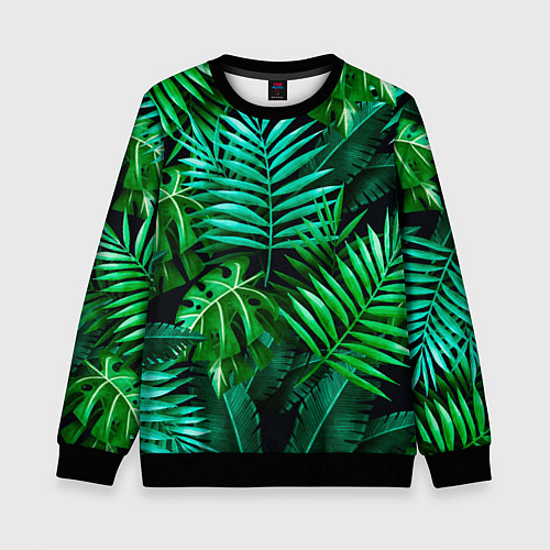 Детский свитшот Тропические растения - текстура / 3D-Черный – фото 1