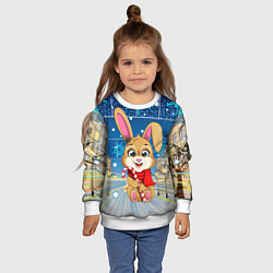 Свитшот детский Зайка новогодний город, цвет: 3D-белый — фото 2