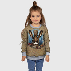 Свитшот детский Ретро кролик, цвет: 3D-меланж — фото 2
