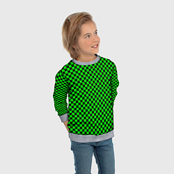 Свитшот детский Зелёная шахматка - паттерн, цвет: 3D-меланж — фото 2