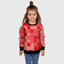 Свитшот детский Красный паттерн из кубов, цвет: 3D-черный — фото 2