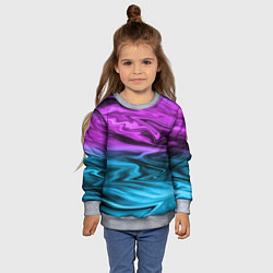 Свитшот детский Синий с фиолетовым размытый абстрактный узор, цвет: 3D-меланж — фото 2