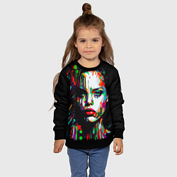 Свитшот детский Анджелина Джоли - поп-арт, цвет: 3D-черный — фото 2