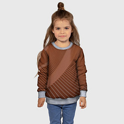 Свитшот детский Абстрактные белые линии на коричневом паттерне, цвет: 3D-меланж — фото 2