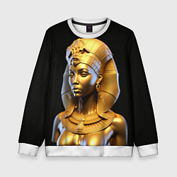 Свитшот детский Нейросеть - золотая египетская богиня, цвет: 3D-белый