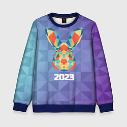 Свитшот детский Кролик из мозаики 2023, цвет: 3D-синий