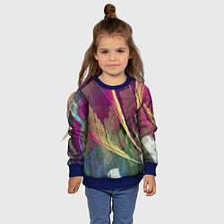 Свитшот детский Неоновые волнообразные линии, цвет: 3D-синий — фото 2