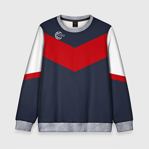 Детский свитшот FIRM темно-синий с красной полосой / 3D-Меланж – фото 1
