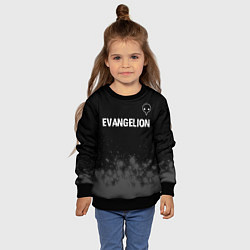 Свитшот детский Evangelion glitch на темном фоне: символ сверху, цвет: 3D-черный — фото 2