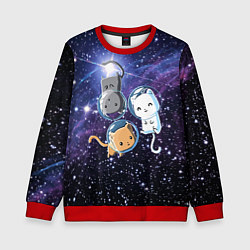 Свитшот детский Три котика в открытом космосе, цвет: 3D-красный