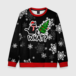 Свитшот детский What котик роняет ёлку, цвет: 3D-красный