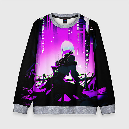 Детский свитшот Люси нетраннер - фиолетовый / 3D-Меланж – фото 1